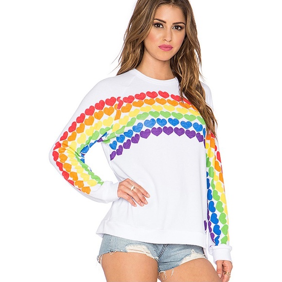 Lauren Moshi Tops - Lauren Moshi Lovie Rainbow Heart Sweatshirt Med?